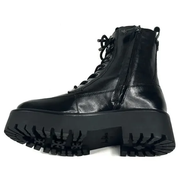 Sam Edelman Elliot Black Leather Platform Combat Boot Lace Up Womens 7M New $180 - Picture 7 of 13